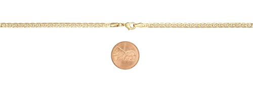 Barzel 18K Gold Plated Mariner Chain Necklace for Women, Flat Marina - Made in Brazil - color: 3.5MM Gold, size: 22 Inches