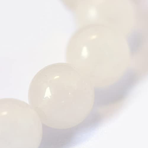 KISSITTY 235pcs 8mm Natural White Jade Bead Strands, Natural Gemstone Crystal Beads Round Smooth Chakra Beads Energy Healing Crystals Gemstones for DIY Jewelry Bracelets Necklaces Making - color: Natural White Jade