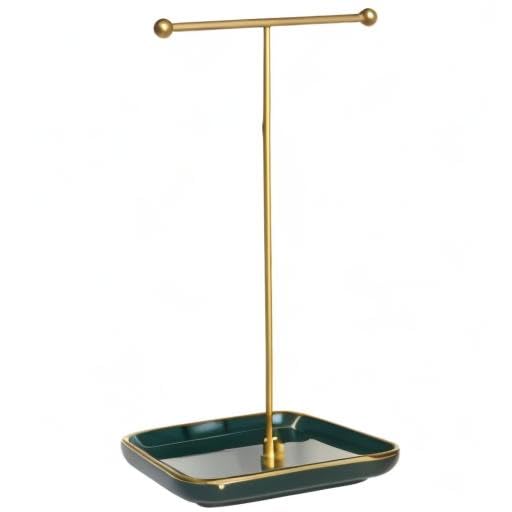 VROOMIUM Necklace Holder- Ceramic Base 1ft Height Jewelry Organizer Stand, Aesthetic Jewelry Hanger Display for Necklaces, Bracelets, Rings, Exhibidor de Collares-Elegant Green - color: Sq. Elegant Green