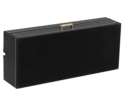 HofferRuffer Valet Jewelry Tray Organizer with Drawer, Faux Leather Storage Catchall Box Phone Charging Station Tray with Dresser Nightstand Desktop Drawer Organizer (Black) - color: Black