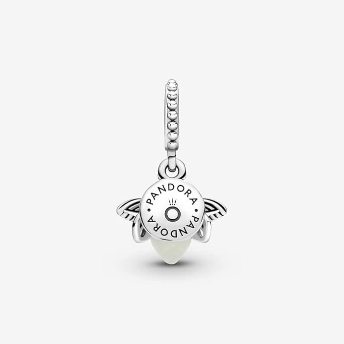 PANDORA Glow-in-the-Dark Firefly Dangle Charm - Compatible Moments Bracelets - Gift for Women - Sterling Silver with Glow-in-the-Dark Glass - with Gift Box