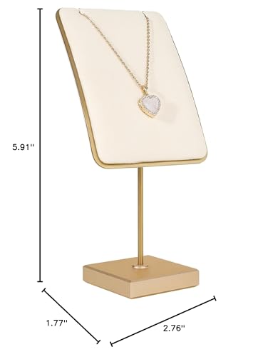Beige jewelry stand necklace holder, Gold necklace display stands for selling, Velvet necklace hanger storage【Beige】 - color: Cream