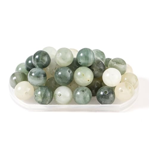 100Pcs Natural Stone 8mm Green Grass Jade Round Loose Gemstone Energy Healing Beads Hole Size 1mm DIY Smooth Beads for Bracelet Necklace Earrings Jewelry Making - color: Green Grass Jade, size: 8mm