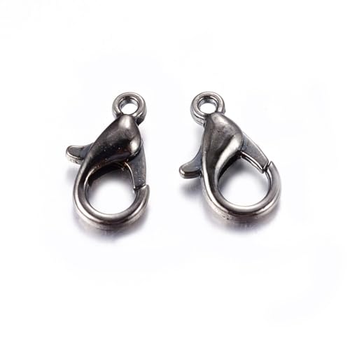 HDSupplies 100 Pieces - Lobster Clasps - Gunmetal Black - 10x6mm / 1mm Hole - color: Gunmetal Black, size: 10x6mm