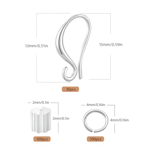 Earring Hooks, 230PCS Silver Earring Findings for Jewelry Making Hypoallergenic Ear Wires for DIY Bulk Pack - color: Silver-Thick Earring Hooks