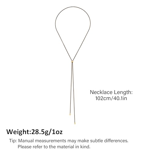 Gold Silver Necklace for Women Y Chain Adjustable Gold Long Necklaces Fashion Dainty Jewelry - color: black A