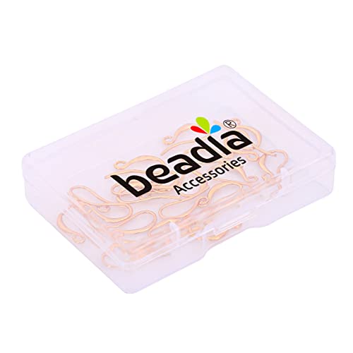 BEADIA 18K Gold Plated Earring Hooks 10x16mm 20pcs for Jewelry Making Findings - size: Hooks 10x16mm