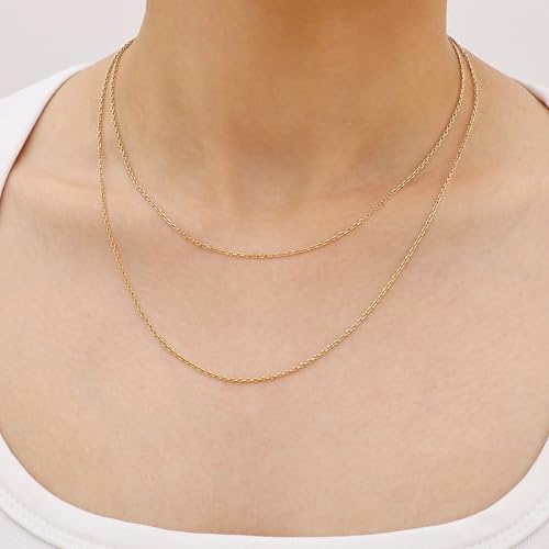Gacimy Chain Necklace for Women, 14K Gold Plated/Silver Tone Cable Chain for Women, 1.1/1.3mm Thin Dainty Necklace Chains 16-24 Inch - size: 20 Inches, style: 1.3mm Gold