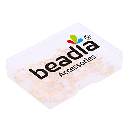 BEADIA 18K Gold Plated Earring Hooks Round 12mm 20pcs for Jewelry Making Findings - size: Round Hooks 12mm