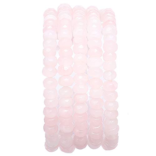 BEADIA Faceted Natural Rose Quartz Crystal Stone Rondelle 4x6mm Loose Semi Gemstone Beads for Jewelry Making 38cm - color: Rose Quartz Faceted Rondelle, size: 4x6mm