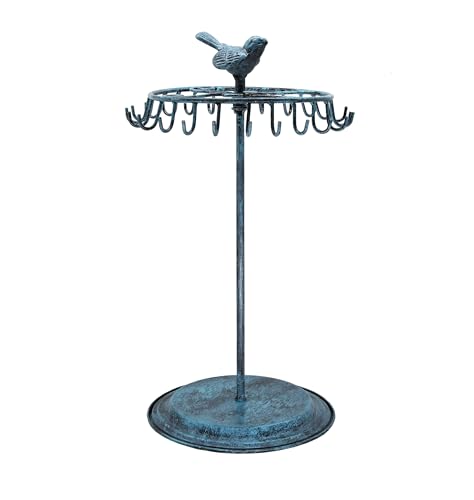 Bird Rotating Necklace Holder Bracelet Stand/Jewelry Organizer/Jewelry Tree, Turquoise - color: Turquoise