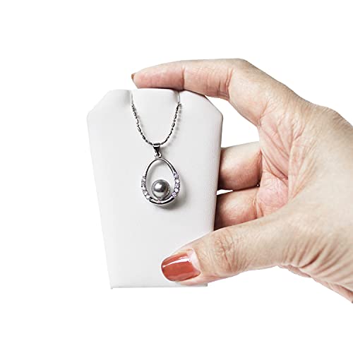 MOOCA 6 Pcs Set Mini White Faux Leather Earring Stand Necklace Chain and Pendant Display Stand, Mini Jewelry Display Holder Stand, Jewelry Showcase, 3 1/4 in Height - color: 2) White Faux Leather