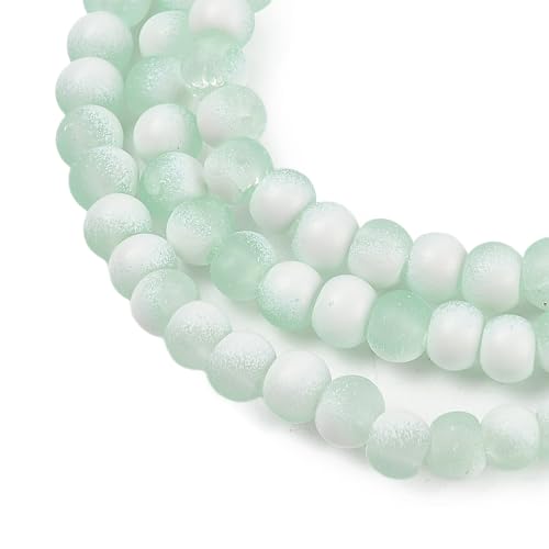 KISSITTY 50pcs Matte Beads Gradient Color Glass Frosted Crystal 4mm Rondelle Aquamarine Bead Center Drilled Loose Craft Beads for Jewelry Making Earring Bracelet Necklace DIY Crafts - color: Aquamarine