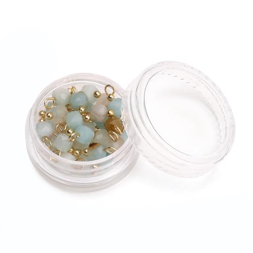 Beadia Natural Faceted Cube Stone Charms 4mm 30pcs with Untarnish Metal Accessories Loose Square Beads for DIY Jewelry Making - color: Amazonite