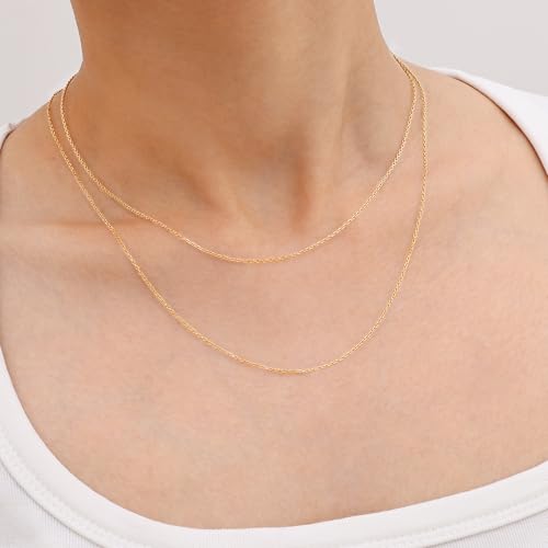 Gacimy Chain Necklace for Women, 14K Gold Plated/Silver Tone Cable Chain for Women, 1.1/1.3mm Thin Dainty Necklace Chains 16-24 Inch - size: 20 Inches, style: 1.1mm Gold