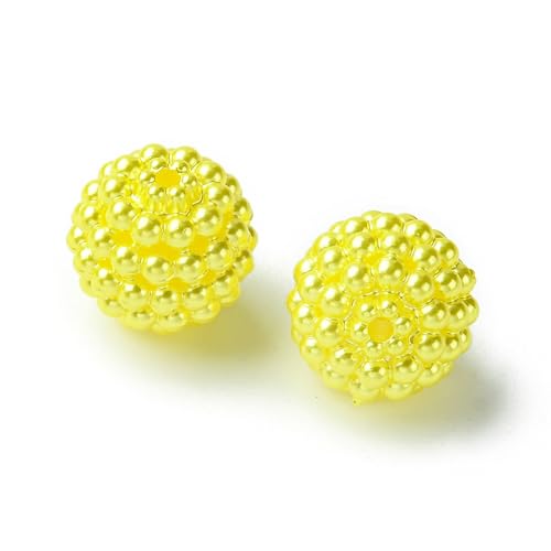 40pcs Round Acrylic Berry Beads, 12mm Large Chunky Bubblegum Beads Loose Spacer Ball Bead for Jewelry Making Earrings Necklaces Bracelets DIY Beading Crafts, Yellow - color: Yellow
