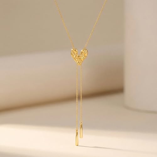 Gold Silver Necklace for Women Y Chain Adjustable Gold Long Necklaces Fashion Dainty Jewelry - color: gold F
