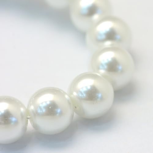 DanLingJewelry 70Pcs 12mm White Glass Pearl Beads Imitation Pearl Round Beads for DIY Craft Necklaces Bracelets Jewelry Making - color: 70pcs - Glass Pearl