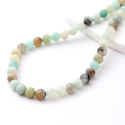 6mm 60pcs DIY Natural Amazonite Stone Beads Round Healing Crystal Gemstone Loose Beads for Jewelry Making Handmade Bracelet Necklace - color: Amazonite, size: 6mm