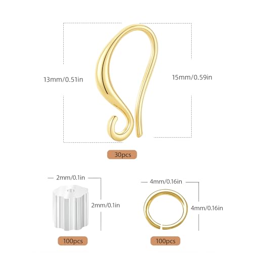 Earring Hooks, 230PCS 14K Gold Plated Earring Findings for Jewelry Making Hypoallergenic Ear Wires for DIY Bulk Pack - color: 14K Gold-Thick Earring Hooks