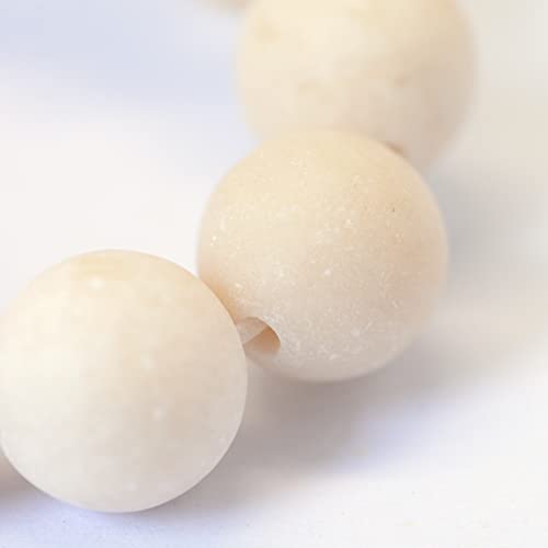KISSITTY 235pcs 8mm Frosted Natural Fossil Bead Strands, Natural Gemstone Crystal Beads Round Chakra Beads Energy Healing Crystals Gemstones for DIY Jewelry Bracelets Necklaces Making - color: Frosted Natural Fossil
