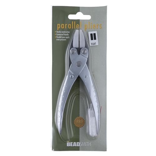 The Beadsmith Parallel Pliers – Double Nylon Flat Nose Jaws – Uniform Pressure to Provide a Consistent Grip – Textured Metal Handles – Replacement Jaws Included – Steel Tool for Jewelry Making - style: Nylon Flat Nose - 140mm