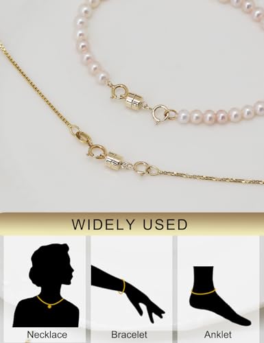 14K Solid Gold Magnetic Clasps and Closures for Necklaces 585 Bracelets Anklets Magnets Chain Converter Clasp Extra Strong