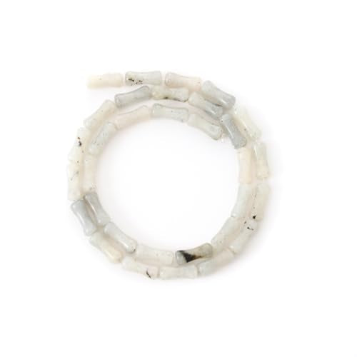 5x12mm Natural White Labradorite Stone Bamboo Shape Gem Healing Energy Loose Spacer Beads for DIY Necklace Bracelet Earring - color: White Labradorite