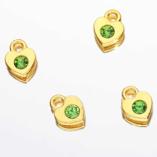 BetterJonny 120 Pieces Crystal Birthstone Charms Beads, 12 Colors Round Crystal Charm with Rings Handmade Jewelry Pendants for Jewelry Necklace Bracelet Earring Making - color: Heart Crystal