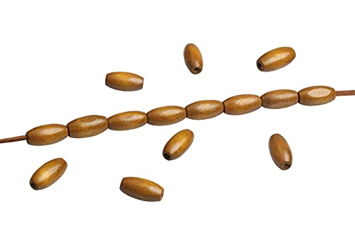50Pcs Brown Oval Wood Tube Beads 20 x 10mm Barrel Natural Wooden Loose Spacer Beads for Bead Crafts Making (3mm Hole) - color: 20x10mm, Brown#50pcs