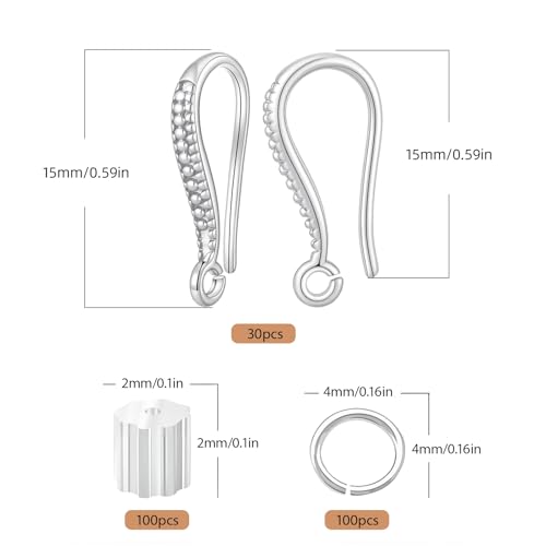 230PCS Earring Findings for Jewelry Making, Silver Earring Hooks ypoallergenic Fish Hooks for DIY Bulk Pack - color: Silver-Thin Earring Hooks