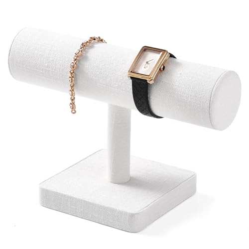 Oirlv Linen T-bar Bracelet Watch Organizer Display Stand Professional Jewelry Bracelet Display for Selling (Creamy-white,Linen) - color: Creamy-white,Linen