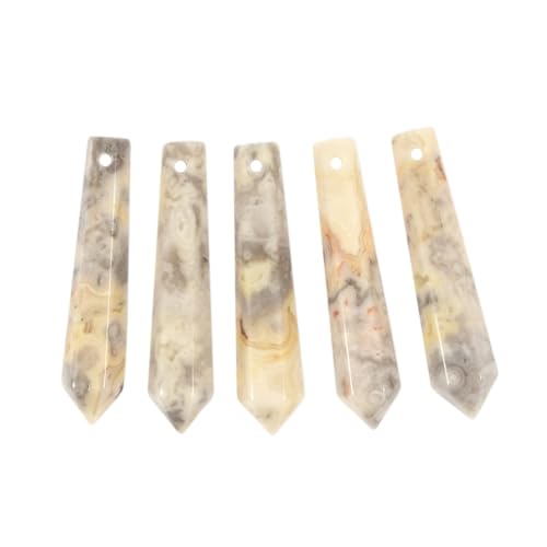 50mm Natural Crazy Lace Agate Hexagonal Wand Jewelry Making Crystal Pointed Chakra Reiki Healing Beads 2mm Hole Drilled(Pack of 5) - color: Crazy Lace Agate