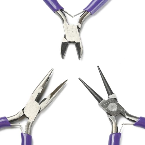 Pliers for Jewelry Making, Jewelry Pliers Set Includes Needle Nose Pliers, Round Nose Plier and Wire Cutters, Jewelry Making Tools for Jewelry Repair, Wire Wrapping, Beading and Crafts - color: Bluish Violet