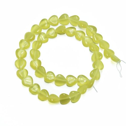 40pcs 10mm Yellow Cat's Eye Heart Stone Loose Gemstone Beads Semi-Precious Craft Supplies for DIY Jewelry Making - color: Heart10mm Yellow