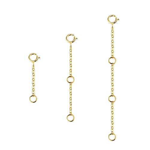 Necklace Extenders Durable 14K Gold Plated Solid Brass Necklace Bracelet Anklet Extender Extension Chains(1 2 3 inch) - color: A-14K Gold