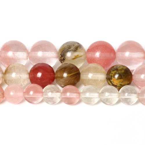 About 60pcs 6mm Natural Stone Beads Fire Cherry Quartz Beads Energy Crystal Power Gemstone for Jewelry Making, DIY Bracelet Necklace - color: Fire Cherry Quartz, size: 6mm