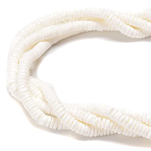 206 Pcs 2x4mm White Shell Stone Bead Drilled Flat Heishi Disc Gemstone DIY Beads for Bracelets Jewelry Making Crafts - color: White Shell #4, size: 2x4mm