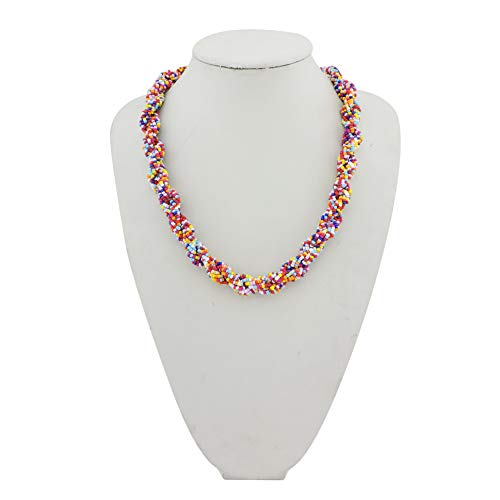 Bocar Fashion Seed Beads Statement Collar Necklace for Women (NK-10408) - color: multicolor