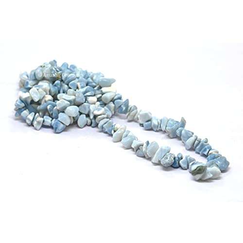 Blue Opal Pre Drilled Natural Crystals Crushed Chips Beads for Jewelry Making, DIY Handmade Healing Crystals (25 Inch Strand) - color: Blue Opal