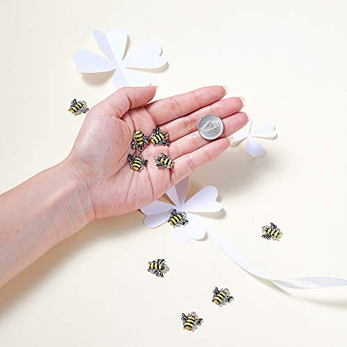 Craftdady Enamel Dangle Charms Pendant Food Animal Flower Cute Charms Colorful Metal Fruit Pendants Hang Ornament for Craft Bracelet Necklace Earring Key Chains Jewelry Making - color: Yellow & Black Bee