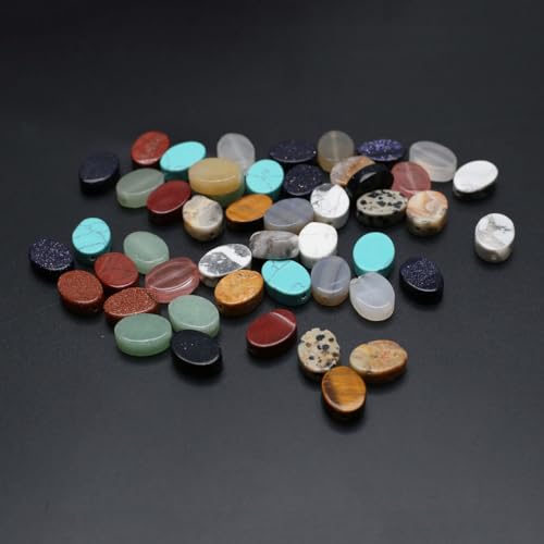 40 Pcs Healing Loose Beads Oval Shape Natural Necklace Stone Pendants Crystal for Jewelry Making DIY Craft - color: oval