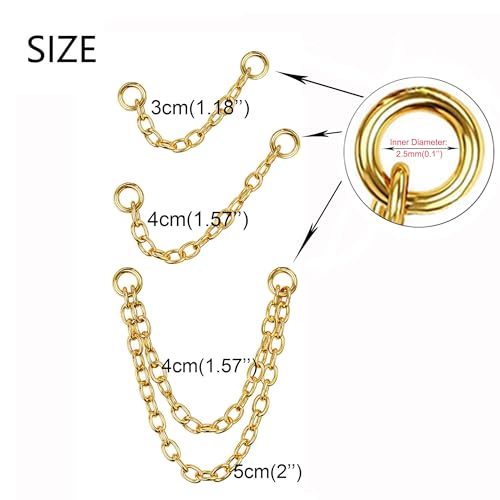 4Pcs Gold Earrings Connector Chains Set for Women, Convertible Dangle Chain for Double Piercings 50mm - color: silver and gold 6pcs