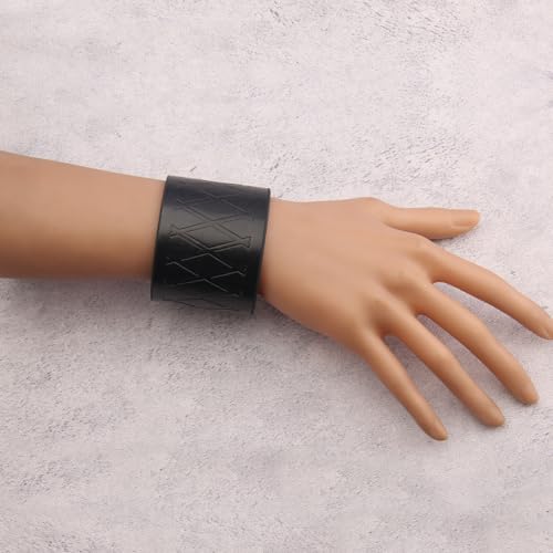 GelConnie Leather Cuff Bracelet Punk Braided Bracelets Rock Leather Wristbands Faux Mens Leather Bracelet Gothic Viking Bangle Adjustable Wrap Bracelet for Women,Men - color: MLPB087-Black
