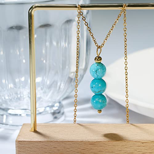 SmileBelle Crystal Necklace, Jade Necklace for Women as Anniversary Birthday Mothers Day Gifts for Women 14k Gold Black Tourmaline as Birthstone Jewelry for Girls Dainty Crystal Jewelry - color: Green Turquoise