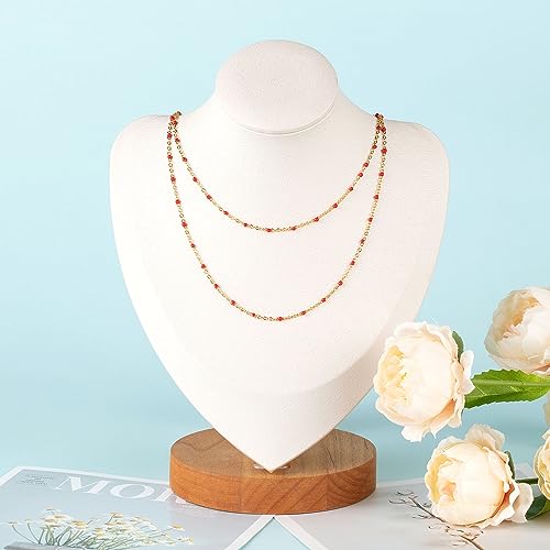UMAOKANG 10 Meters Gold Plated Chains for Jewelry Making Red Enamel Bead Stainless Steel Chain for Women Necklace DIY Craft - color: Gold-Red Enamel