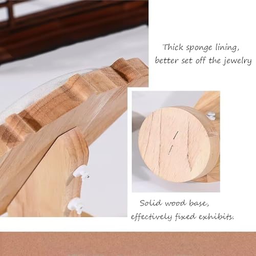 TANG SONG 8.27" Natural Wooden Base Flannelette Soft Mat Necklace Display Stand Jewelry Organizer Holder (Natural-Green) - color: Natural -Green