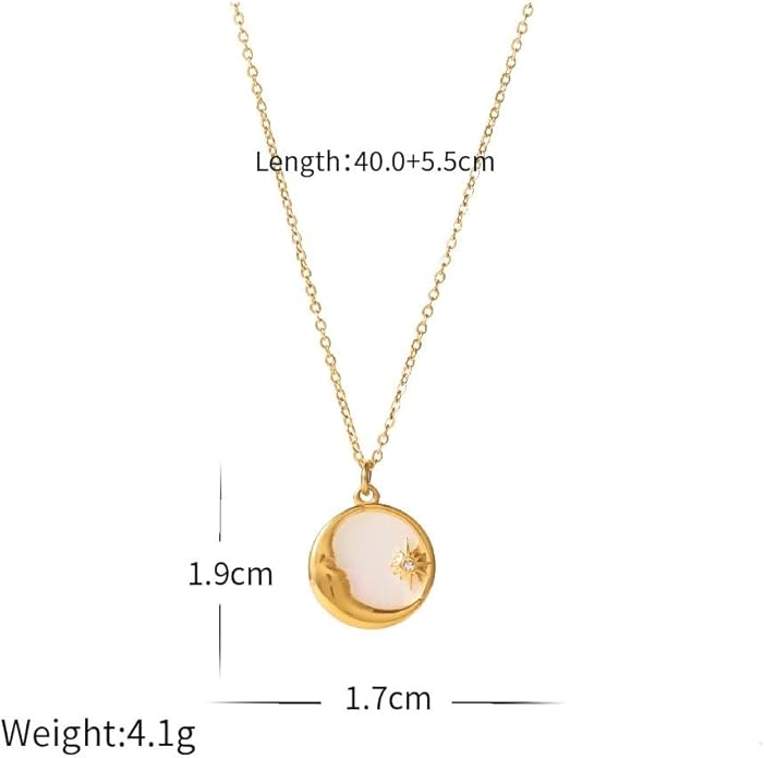 IBARA Women Gold Dianty Necklace Sun Crescent Moon Star Evil Eye Lock Lovely Heart Flower Butterfly Pearl Pendant Coin Necklaces 18K Gold CZ Diamond Filled Chain Boho Beach Simple Handmade Jewelry