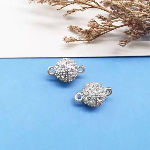 10PCS Magnetic Jewelry Clasps, Crystal Ball Connectors, Magnetic Necklace Clasps and Closures Easy-to-Use for Jewelry Closures (Gold) - color: gold