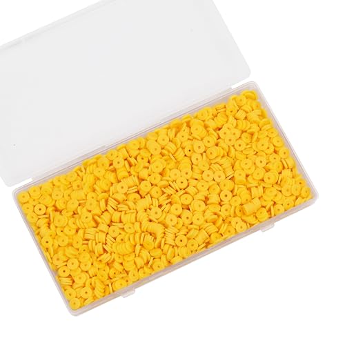 2000Pcs White Clay Beads Polymer Clay Flat Beads 6mm Round Heishi Vinyl Beads for DIY Craft Gift Adults Bracelets Necklace Jewelry Making Earring Accessories Signal Yellow - color: Signal Yellow